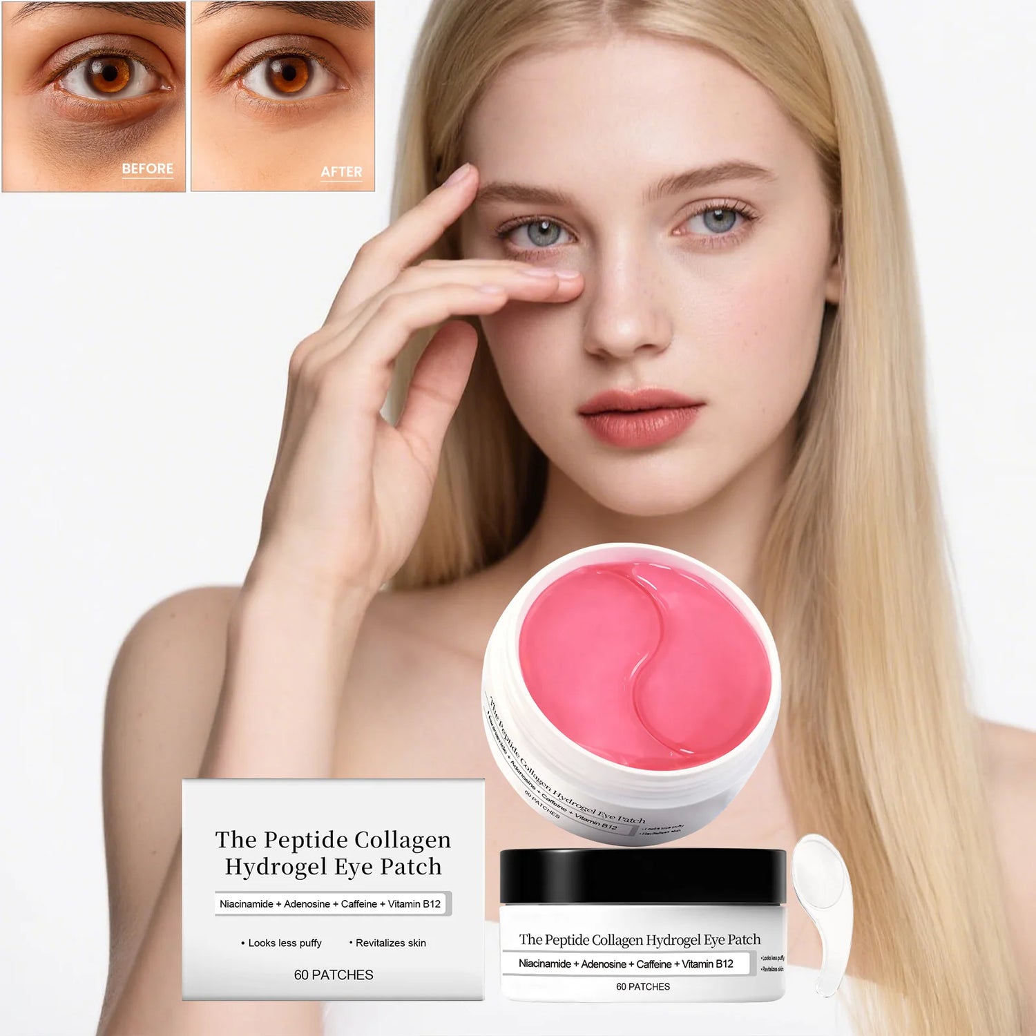 Peptide Collagen Hydrogel Eye Patch Reduce Wrinkles Dark Circles with Copper Peptide Niacinamide Firming Hydrating Gel Eye Pads